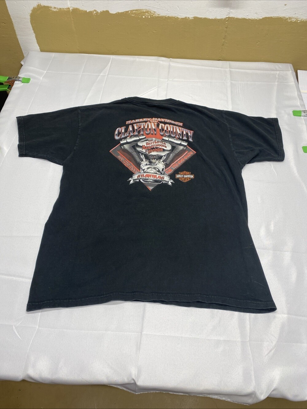 Harley Davidson Clayton County T-Shirt Size XL Black Flames Graphic